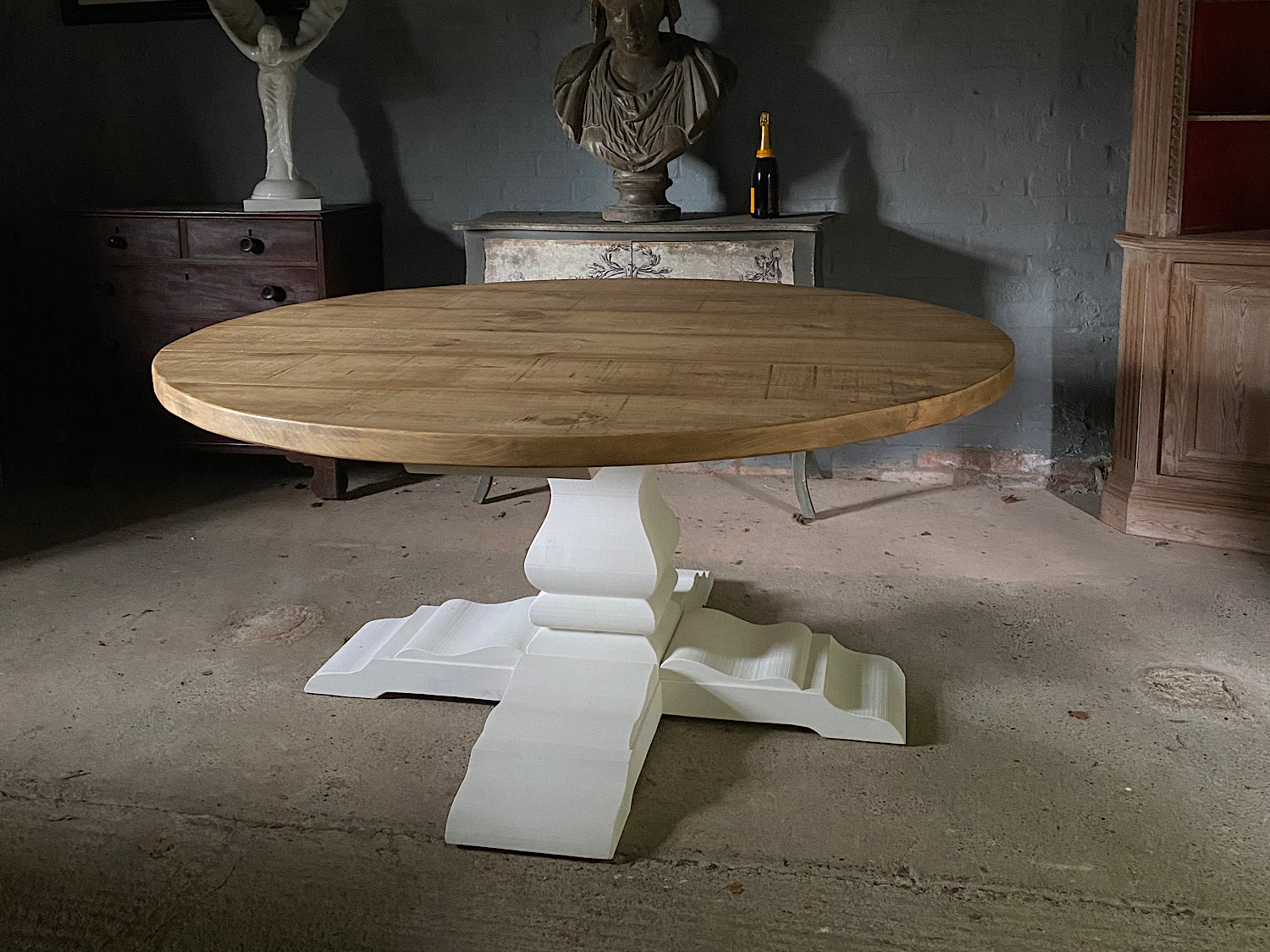 Large Round Rustic Dining Table